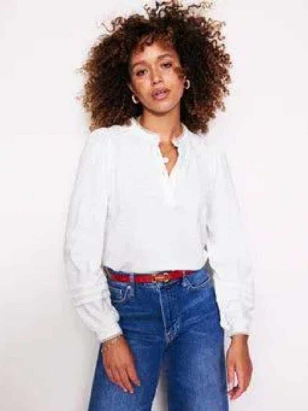BODEN Henrietta Pintuck Long Sleeve Cotton Top Shirt US 8 UK 12